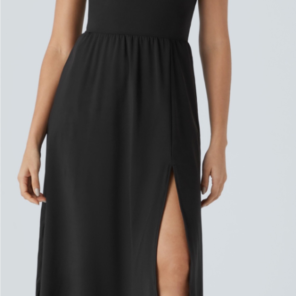 Halara Womens XL Everyday Midi Chill Dress-La Land in Black Athletic
